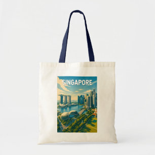 Singapore Illustratie Reis Kunst Vintage Tote Bag