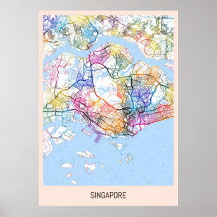 Singapore kaart poster