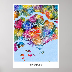 Singapore kaart poster