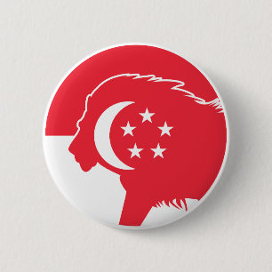 Singapore Leeuw Singaporese Nationale Dier Vlag Ronde Button 5,7 Cm