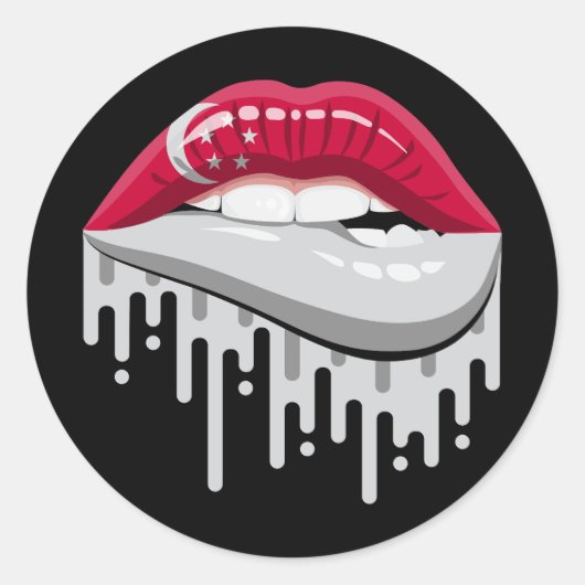 Singapore Lips Pride Root Flag Ronde Sticker (Voorkant)