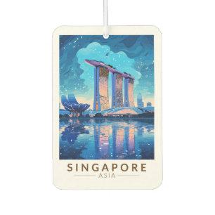 Singapore Marina Bay Nachtreizen Kunst Vintage Luchtverfrisser