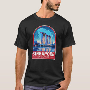 Singapore Marina Bay Nachtreizen Kunst Vintage T-shirt