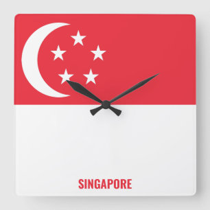 Singapore National Flag Patriotic Vierkante Klok