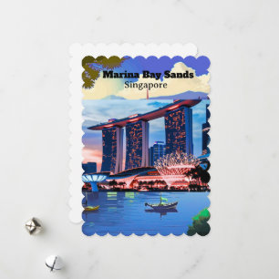 Singapore Reisansichtkaart, Singapore Silhouette A Feestdagenkaart