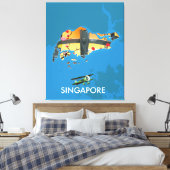 Singapore reiskaart canvas afdruk (Insitu (Slaapkamer))