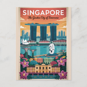 Singapore Retro Reisposter Vintage Kunst Briefkaart