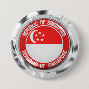 Singapore Round Emblem Ronde Button 7,6 Cm