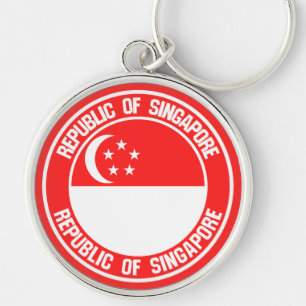 Singapore Round Emblem Sleutelhanger