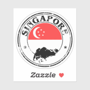 Singapore Seal Sticker Round Flag voor Laptop Boek