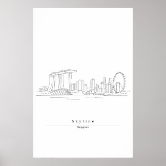 Singapore Silhouet Minimalistische Lijnkunst | Sta Poster