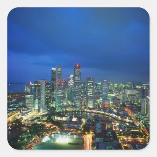 Singapore Silhouet 's nachts, Singapore Vierkante Sticker