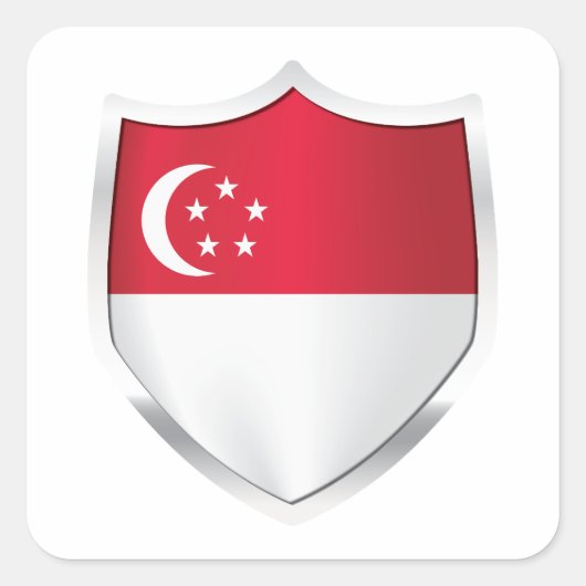 Singapore Silver Shield Flag Vierkante Sticker (Voorkant)