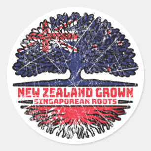 Singapore Singapore Singapore Nieuw-Zeeland Nieuw- Ronde Sticker
