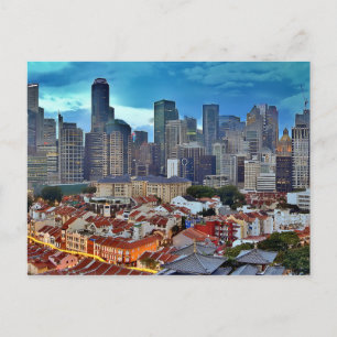 Singapore skyline bekeken vanuit Chinatown bij zon Briefkaart