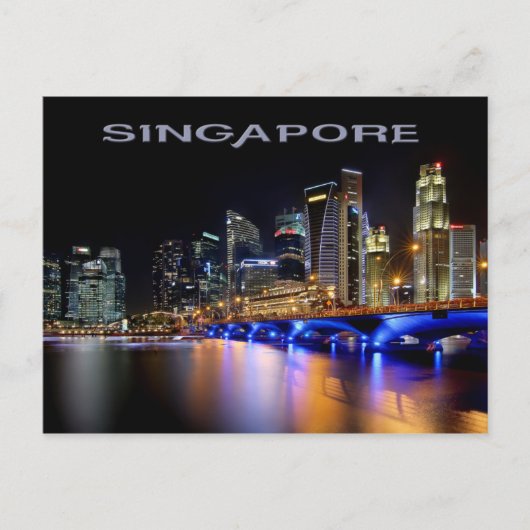 Singapore skyline en de Esplanadebrug Briefkaart (Voorkant)