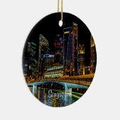 Singapore Skyline, gelabeld Keramisch Ornament (Rechts)