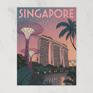 Singapore Skyline in futuristische retrokunst Briefkaart