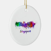 Singapore skyline in waterverf keramisch ornament (Rechts)
