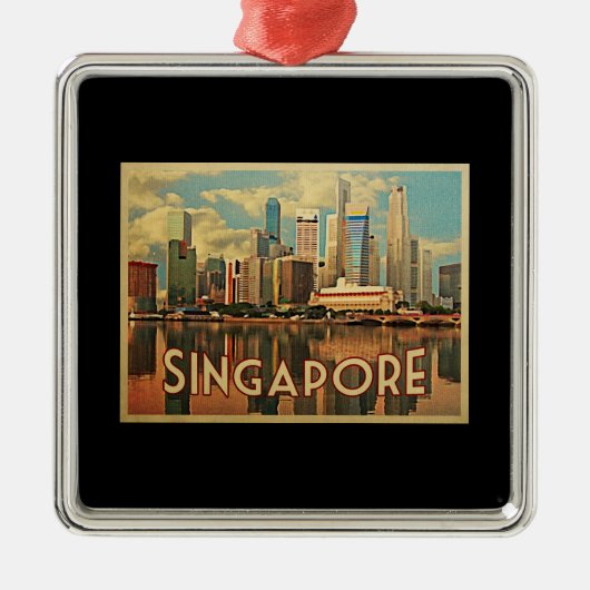 Singapore Skyline Metalen Ornament (Voorkant)