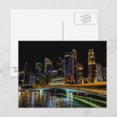Singapore Skyline, nachtlichten Briefkaart (Voorkant / Achterkant)