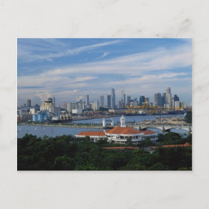 Singapore skyline van Sentosa Island, Singapore Briefkaart