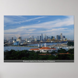 Singapore skyline van Sentosa Island, Singapore Poster