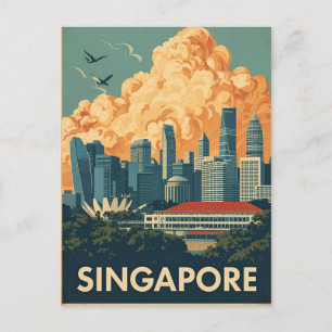 Singapore stad retro Silhouet Briefkaart