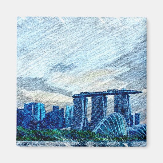 Singapore Uitzichten Kleur Magneet (Voorkant)