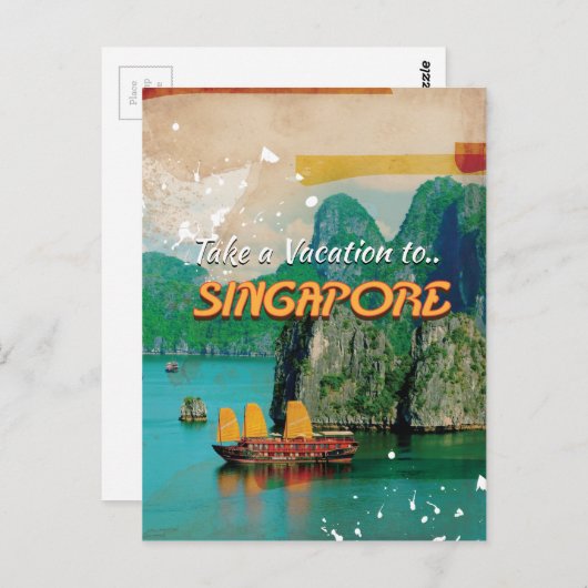 Singapore Vacation Poster. Briefkaart (Voorkant / Achterkant)