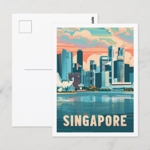 Singapore Vintage Beroemde Reisplaats Briefkaart