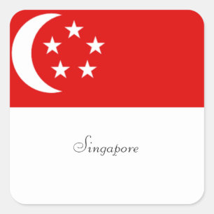 Singapore vlag, met opschrift vierkante sticker