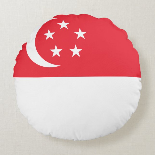 Singapore-vlag Rond Kussen (Voorkant)