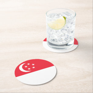 Singapore vlag ronde kartonnen onderzetter