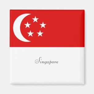 Singapore-vlag, voorzien van een etiket, magneet