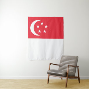 Singapore vlag wandkleed