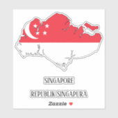 Singapore-vlaggenkaart Sticker (Vel)