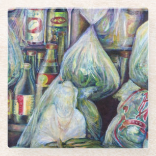 Singapore's zonnegedroogde aroma's glazen onderzetter