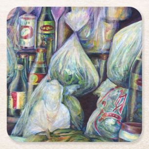 Singapore's zonnegedroogde aroma's vierkante kartonnen onderzetter