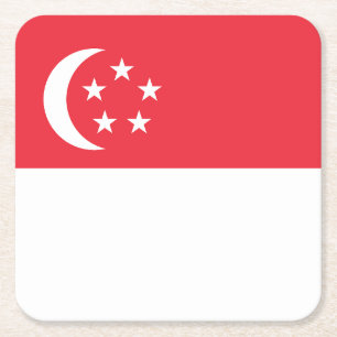 Singaporese vlag vierkante kartonnen onderzetter