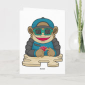 Singe au poker avec cartes de poker et lunettes de (Dos)
