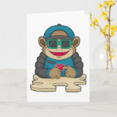 Singe au poker avec cartes de poker et lunettes de (Fleur jaune)