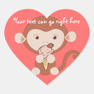 Singe avec Stickers Coeur Crème de Glace