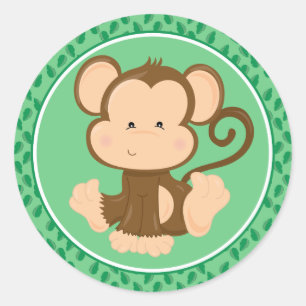 Singe   Baby Safari Animaux Classic Round Sticker
