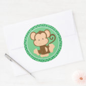 Singe | Baby Safari Animaux Classic Round Sticker (Enveloppe)