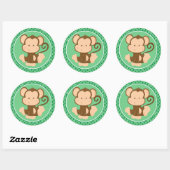 Singe | Baby Safari Animaux Classic Round Sticker (Feuille)