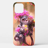 Singe bébé avec Fleurs iPhone / coque ipad