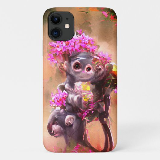 Singe bébé avec Fleurs iPhone / coque ipad (Dos)