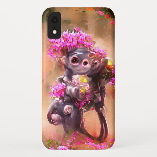 Singe bébé avec Fleurs iPhone / coque ipad (Dos)