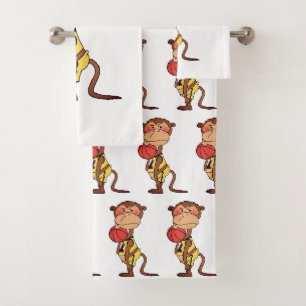 Singe de dessin animé drôle de basket-ball